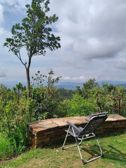A quiet spot to sit and think, overlooking the valley. This image was featured in a Condé Nast Traveller article about our retreat.