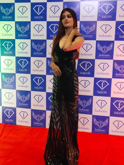 The beautiful Bengali celebrity Madhumita Sarcar posing on the red carpet after I did her makeup.
