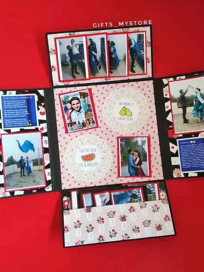 Another page from the husband's birthday album, showing space for multiple photos and cute decorative elements.