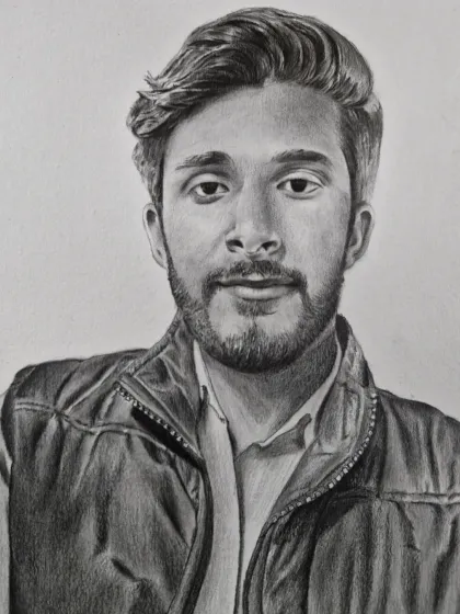 A custom pencil portrait of a man in a vest. I pay close attention to the different textures of clothing and the structure of the face to build a lifelike image.