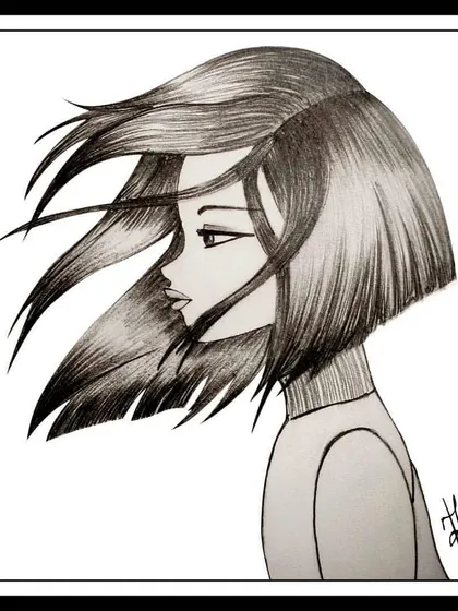 This pencil sketch captures the feeling of the wind blowing through your hair. It's a drawing about freedom, movement, and that simple, refreshing moment of facing the breeze.