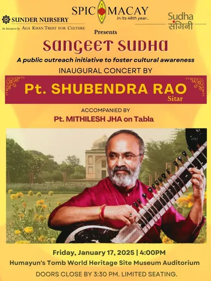 Honored to perform the inaugural "Sangeet Sudha" concert, a public outreach initiative by SPIC MACAY at the Humayun’s Tomb World Heritage Site.