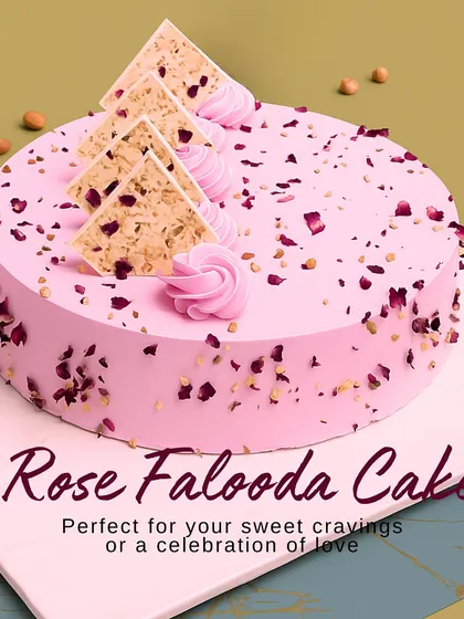 Experience a delightful fusion of tradition and innovation with our Rose Falooda Cake. This unique creation combines the fragrant essence of rose with the beloved textures of falooda, offering a refreshing and sophisticated dessert experience.