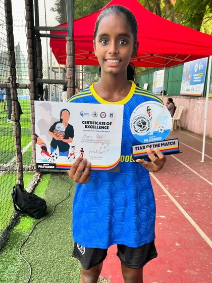Manvi from our U14 Girls team, recognized as Star of the Match for her fighting spirit.