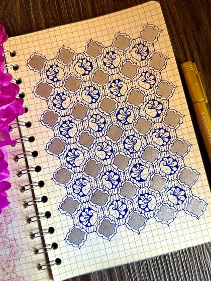 A similar pattern in blue and silver, this one with a different fill, creating a whole new look.