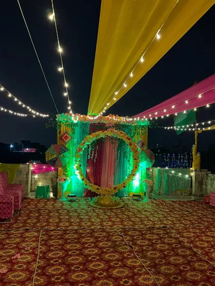 The full terrace setup, showing how I can transform a simple space into a grand celebration venue.