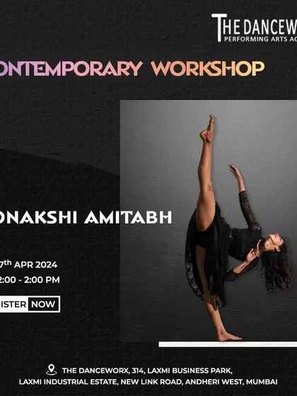 My workshops are designed to let you dive deep into specific styles. This poster is for a contemporary dance workshop, a popular choice for dancers looking to improve their expressive movement and technical skills.