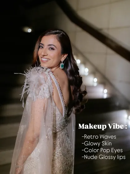 For a glamorous cocktail night, we can play with different styles. This look features retro waves, a pop of color on the eyes, and glowy skin, all designed to be photo-ready and dance-proof. It’s about creating a memorable look that matches the energy of the celebration.