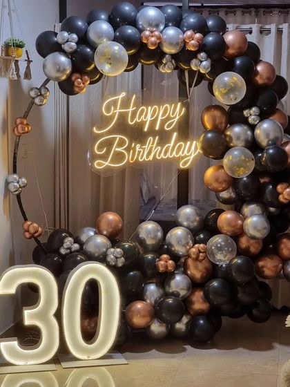 A different perspective of the same 30th birthday setup.