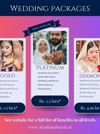 I believe in being upfront and clear. My all-inclusive wedding packages are designed for different guest sizes, covering everything from the venue and Halal catering to decor and photography.
