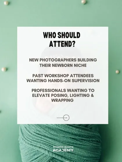 "Who Should Attend?" graphic for the bootcamp, targeting new and existing photographers.