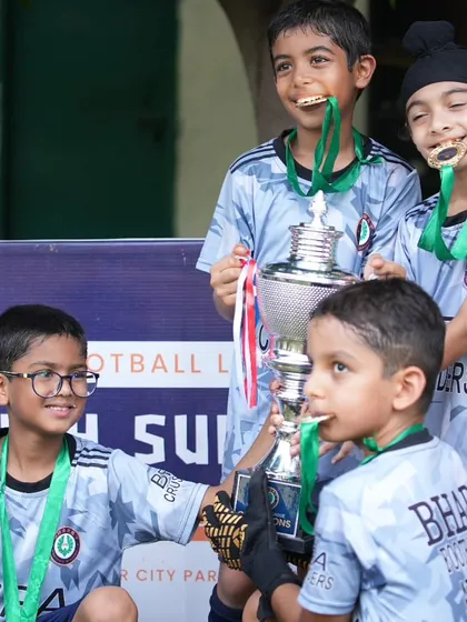 The BFA Crusaders as runners up for the Silver Cup trophy. Even in second place, their smiles show the joy of competition.