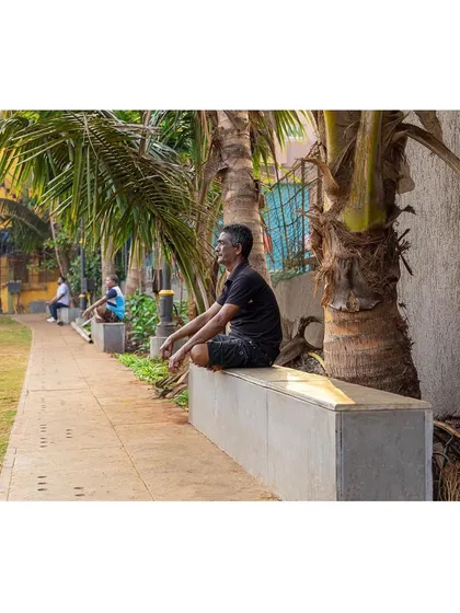 Simple, durable seating elements provide places for rest and quiet observation along the walkway of the Gora Dabkal ground. We focus on creating functional, comfortable public furniture that encourages people to linger and enjoy the space.