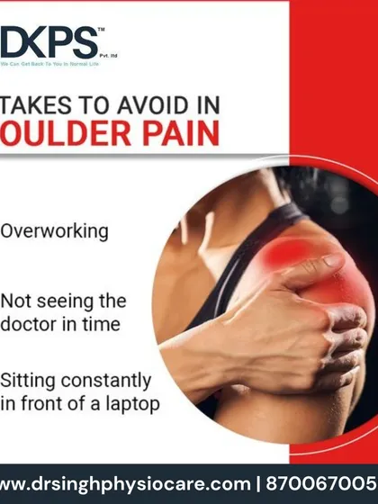 Shoulder pain is often caused by avoidable habits. This graphic points out common mistakes like overworking, poor posture while using a laptop, and delaying a doctor's visit, which can worsen the condition.