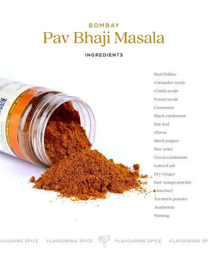 This image shows the pure, honest ingredients that go into my Bombay Pav Bhaji Masala. From whole red chillies and coriander seeds to star anise and amchur, it's a complex blend with no hidden additives.
