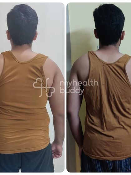 A look at Gowtham's back transformation, showing a significant reduction in width and improved muscle definition.
