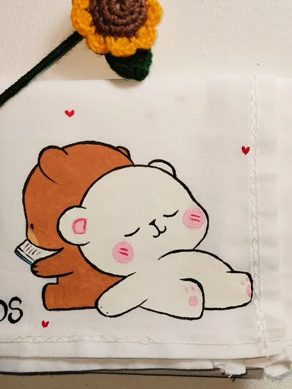 Cuteness overload with these hand-painted handkerchiefs featuring the popular Bubu and Dudu characters. I can add initials to make it a personalized gift for your special someone.