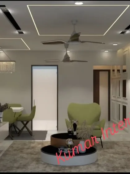 A different perspective of the living room, showing the flow of the space and the effective use of ceiling fans and lighting to ensure comfort and style.