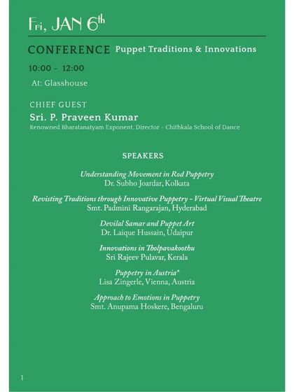 An updated schedule for the Dhaatu International Puppet Festival 2023, with corrected timings for the Narakasura Vadhe and Ramayana performances.