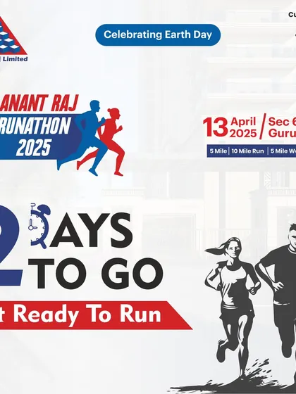 "2 Days To Go!" This graphic for the Anant Raj Runathon serves as a final reminder, building momentum and ensuring participants are excited and prepared for race day.