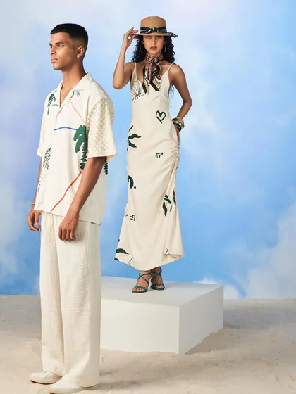 Another look from the Ostilos summer campaign, featuring both male and female models. I ensured the grooming and makeup felt cohesive and suitable for a beachy, vacation theme.