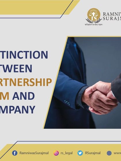 A key distinction: a partnership firm is an agreement between individuals, while a company is a separate legal entity. This has significant implications for liability, contracts, and the ability to sue or be sued.