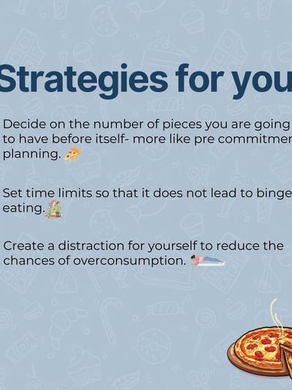 You can still enjoy pizza on a diet! This graphic gives you strategies for mindful indulgence, like pre-committing to the number of slices and setting time limits to avoid bingeing.