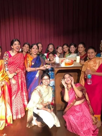 A candid moment of celebration with my students after a successful Arangetram performance in Delhi. The joy and camaraderie we share after a show are just as precious as the performance itself.