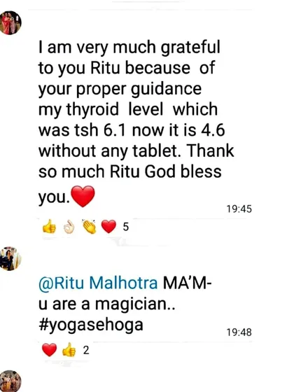 This client testimonial is a wonderful example of how targeted yoga can help manage and reverse lifestyle conditions. With proper guidance and consistent practice, this client was able to normalize their thyroid levels without medication.