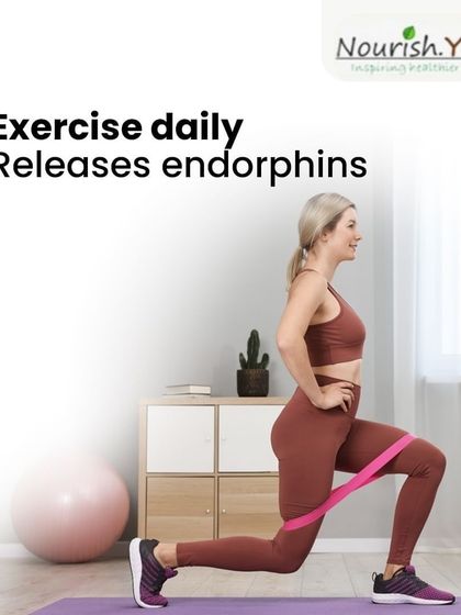 Exercise daily to release endorphins. This tip highlights the mental and physical benefits of regular movement as part of a healthy daily routine.