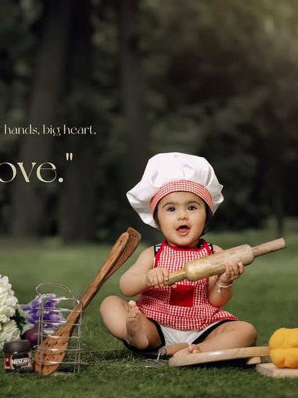 Little hands, big heart, boundless love. A little chef with a rolling pin is ready to bake in the great outdoors.