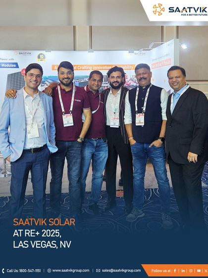 The team celebrating a successful Day 2 at RE+ Las Vegas, connecting with innovators from across the renewable energy sector.