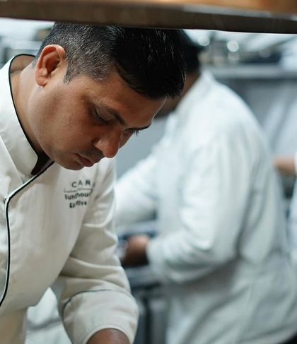The kitchen team during a busy service. We've watched the industry grow over the last ten years, and we're proud of the respect chefs in India have earned.
