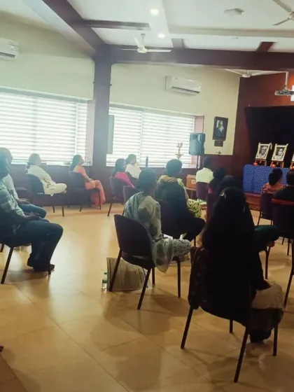 Our community gathered for a Sunday Satsang. These weekly meetings are a cornerstone of our spiritual life, providing inspiration and fellowship.