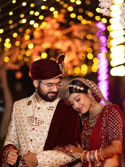 A tender moment between the bride and groom. Our makeup is designed to look beautiful from every angle and in every light, ensuring your wedding photos are perfect.