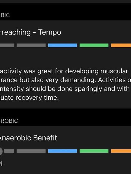 An "Overreaching - Tempo" workout with a score of 5.0. This is a very demanding session that provides a huge stimulus for improvement, but requires careful recovery.
