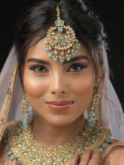 A perfect example of a modern bridal look created by one of my students. I teach how to balance soft, glowing makeup with statement jewelry and hairstyling to create a cohesive and stunning final look for any bride.