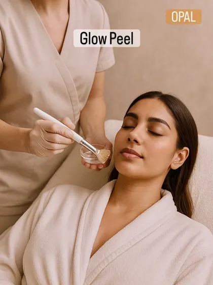 For gentle yet effective exfoliation, I recommend our Glow Peel. This image captures the relaxing application process, designed to remove dead skin cells and reveal a brighter, smoother complexion with minimal irritation.