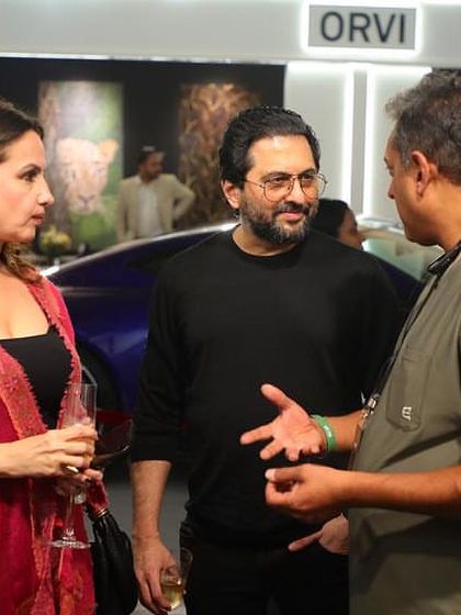 Sharing a glass of wine and a conversation about design with Laila and Farhan Khan. Events like the Ajio Luxe Weekend are as much about community as they are about commerce.