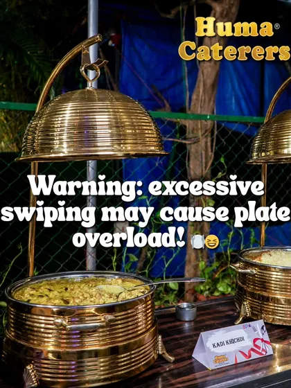 A playful warning about our tempting food displays. Our presentation is designed to make your mouth water.