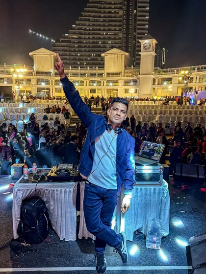 Posing for a photo after a successful outdoor event in Pune. The large-scale setup and enthusiastic crowd made for a truly memorable night.