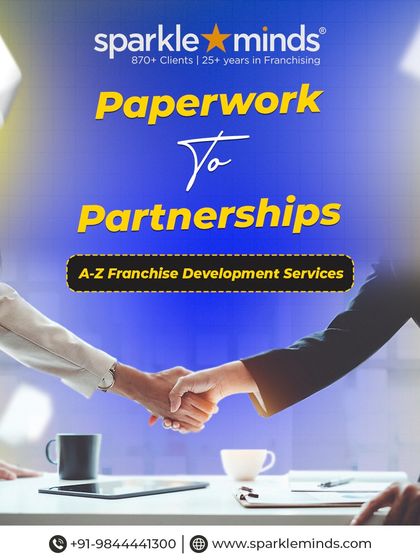 From paperwork to partnerships, we offer A-Z franchise development services. This image of a handshake over a contract symbolizes our commitment to handling everything from legal documentation to franchisee onboarding.
