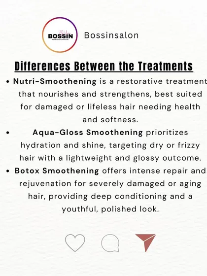Understanding the difference between treatments is crucial for a professional. This guide breaks down the benefits of Nutri-Smoothening, Aqua-Gloss, and Botox Smoothening, a part of the in-depth product knowledge you will gain at my academy.