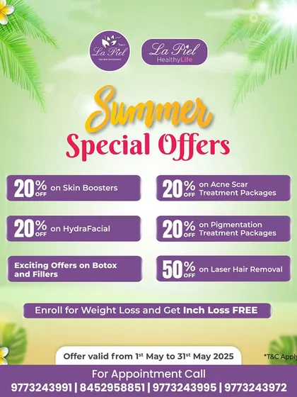 To help you start your wellness journey, I regularly offer special programs. This includes discounts on popular services like Skin Boosters and HydraFacial, as well as packages for acne scar and pigmentation treatments. For those focused on body goals, enrolling in a weight loss program can also include complimentary inch loss sessions.