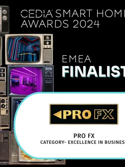 Our commitment to excellence is recognized at the highest level. We are proud to be a finalist for the prestigious CEDIA Smart Home EMEA Award 2024, a testament to our leadership and innovation in delivering world-class smart home and audio solutions.