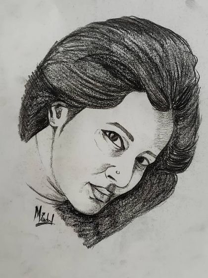 This pencil sketch explores a different angle and mood. The way a person holds their head can say so much, and I try to capture that story.