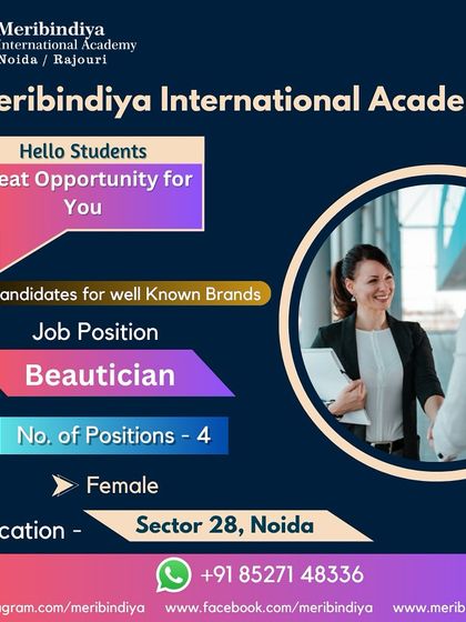 An opportunity for female beauticians in Noida. We are hiring for four positions in Sector 28 to work with one of our partner brands.