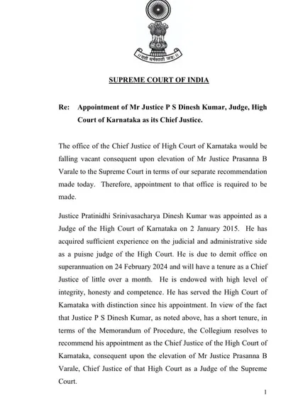 The official document from the Supreme Court regarding the appointment of the Chief Justice. Staying informed on these matters is crucial for any practicing advocate.