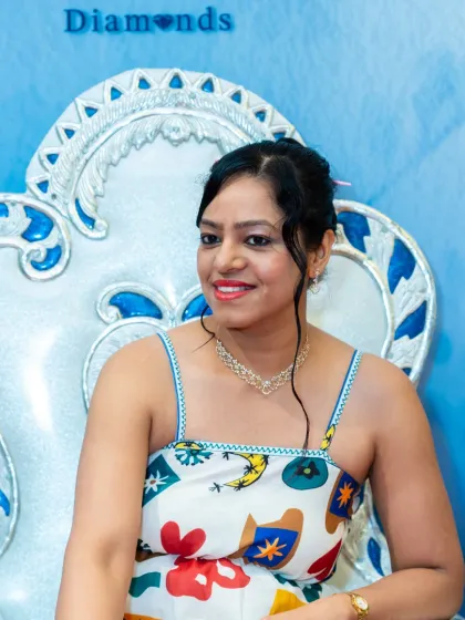 A candid moment from a Tanishq diamond event. As the official show host, I also enjoy modeling the jewelry, giving customers a real-life look at how the beautiful pieces shine.