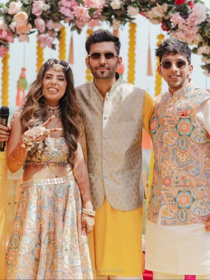 Captured with the wonderful couple, Nikhil and Trishala, after hosting their unforgettable Haldi event. A happy couple and happy guests are what I strive for.